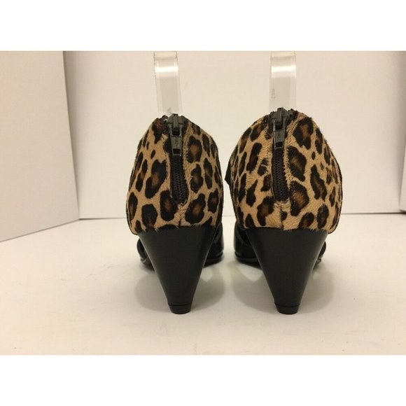 Sesto Meucci Breanne Women's Heels Black Leather Cheetah Hair Print Pumps 8.5 M - Picture 4 of 12